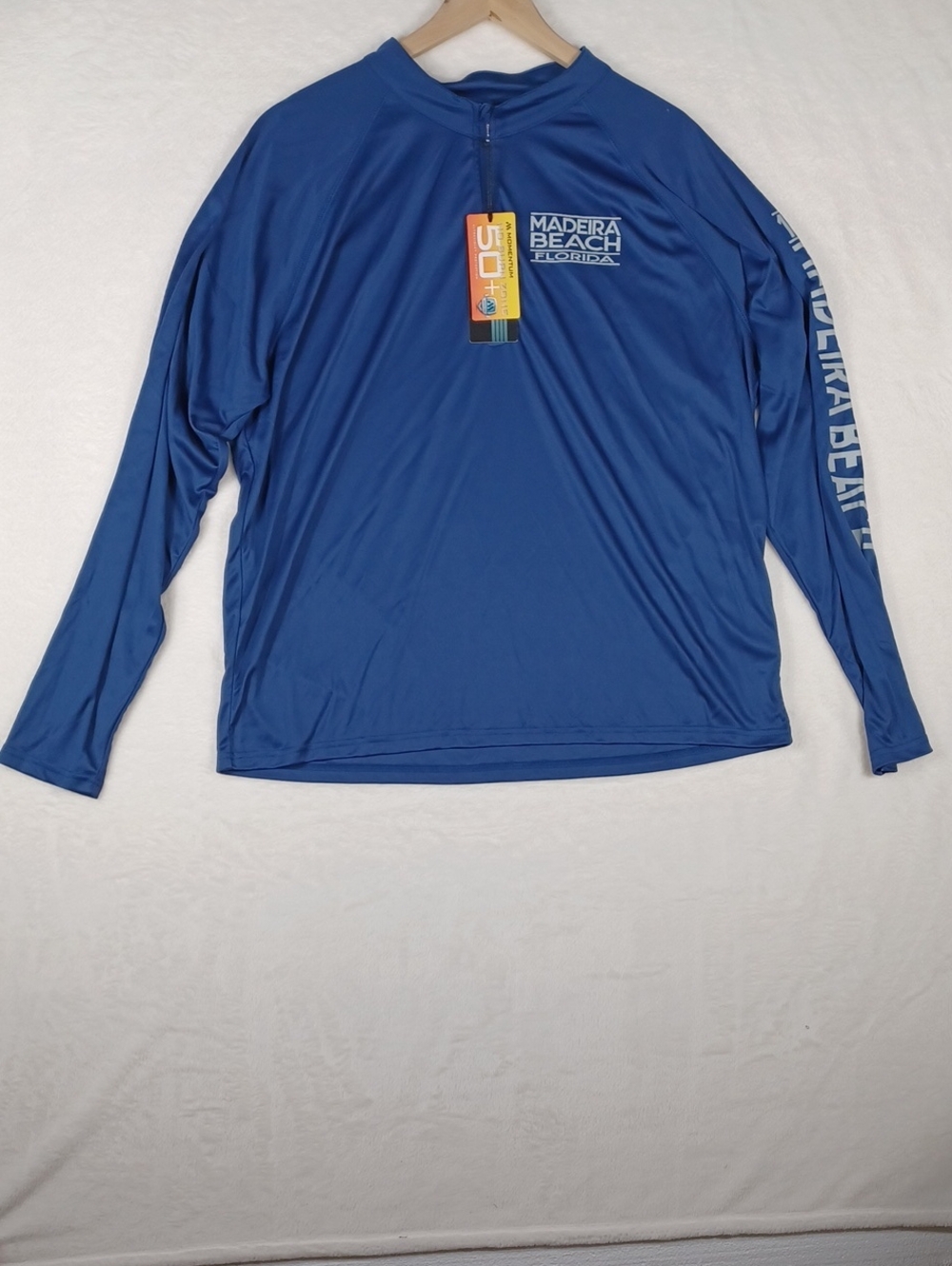 Momentum Comfort Gear NWT Men's Long Sleeve Quarter Zip UPF Blue Swim Shirt, XXL